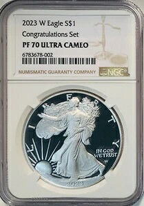 2023 Wプルーフ シルバーイーグル NGC PF70 ウルトラカメオ ブラウンラベル お祝いセット