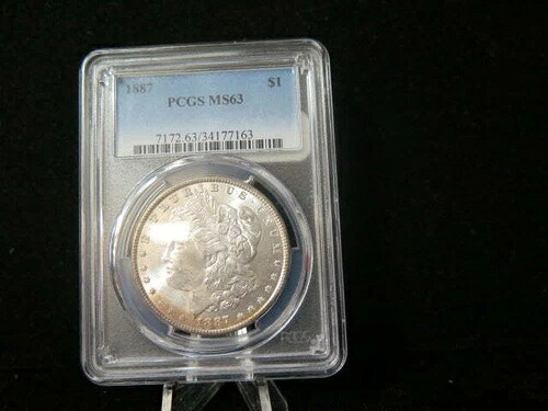 1887年モルガン銀貨、PCGSグレードMS63。店舗番号03162