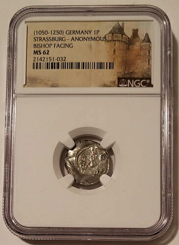 NGC ドイツ シュトラスブルク アノニマス (1050-1250) シルバー フェニヒ ビショップ フェイシング MS62