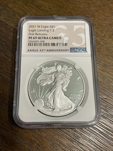 2021 W $1 T-2 NGC PF69 初公開 ウルトラカメオ プルーフ シルバーイーグル、21EAN OGP
