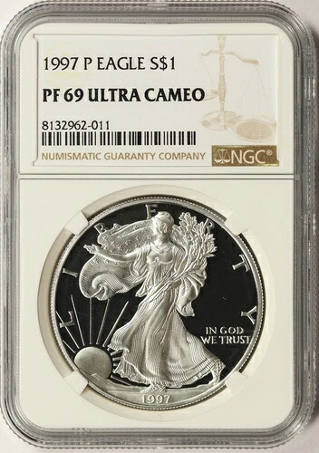 1997-P プルーフ $1 アメリカン シルバー イーグル NGC PF69 ウルトラ カメオ