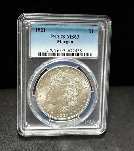 1921年 モルガン銀貨 - PCGS MS63 - Vam 41B 裏面にピットあり！ダイポリッシュ - 2438