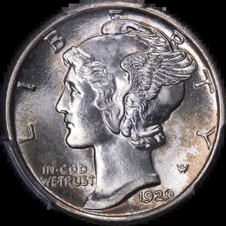 1929-P マーキュリーダイム PCGS MS64 FB 美しい外観 強い刻印
