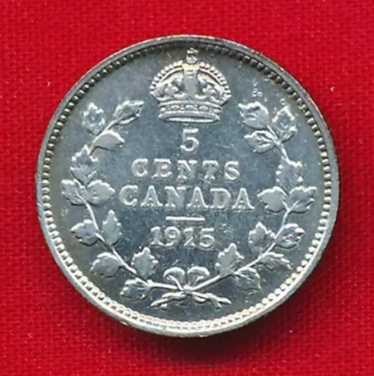 カナダ 1915年 5セント 0.0336オンス 銀貨