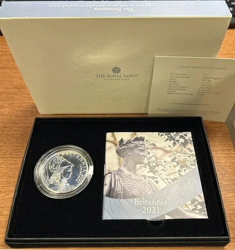2021年 英国 2ポンド ブリタニア 1オンス 銀貨 ボックス＆COA付き 限定版肖像画