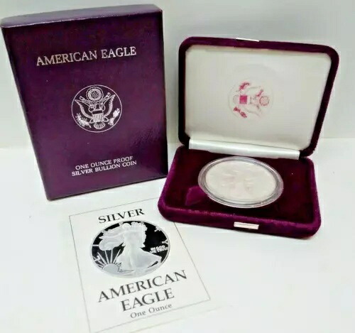 1989-S アメリカンイーグル 1オンス プルーフ シルバー 地金 1ドルコイン 箱・鑑定書付き .999 63,525円