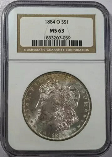 1884年 O モルガン銀貨 NGC MS-63