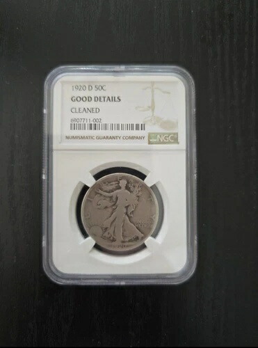 1920-D ウォーキング・リバティ・ハーフダラー。細部まで良好。軽くクリーニング済み。 56,870円