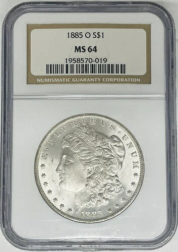 1885-O モルガン銀貨 NGC MS 64
