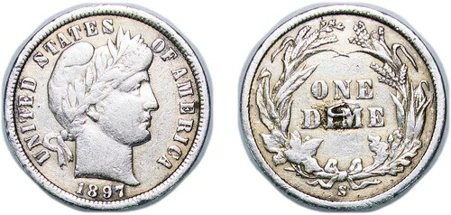 アメリカ合衆国 1897 S 1 ダイム 銀貨 900 100 銅貨 XF