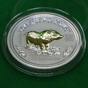 オーストラリア 2007 ルナ I ピッグ ピッグ 金メッキ $1 1オンス シルバー オーストラリア シルバー-