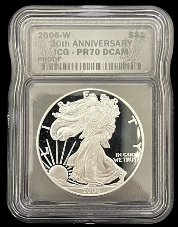 2006-W 20周年記念プルーフアメリカンシルバーイーグル $1- ICG PR70DCAM-(bin3096R)|WORLD RESOURCE【KING店】
