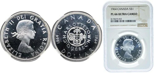 カナダ 1964年 1ドル 銀貨 800枚 銀貨 800枚 銅貨 200枚 NGC PL 66