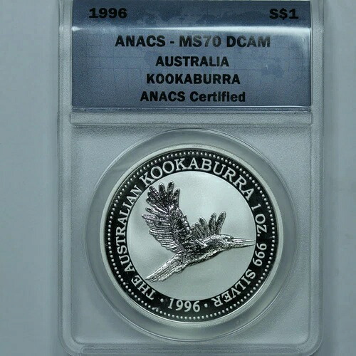 1996 $1 オーストラリア クッカバラ 1 オンス シルバー - ANACS MS70 DCAM ディープ カメオ