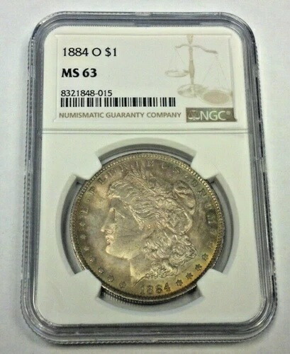 1884-O モーガン シルバードル NGC MS63 非常にカラフルな色調。値下げ 3/26 (2798) 56,870円