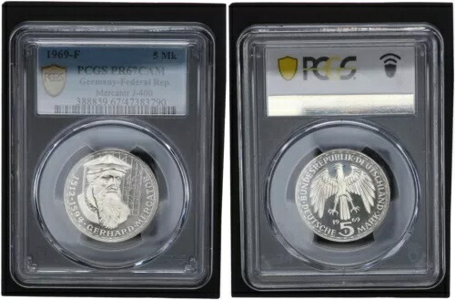 ドイツ 5マルク 1969-F ゲルハルト メルカトル プルーフ PCGS PR67CAM 104587