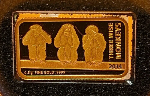 2014年タンザニア1500シリング三猿金貨 55,440円