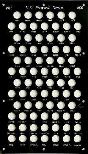 キャピタルプラスチックホルダーケース、米国ルーズベルトダイムセット1946-1976 Sブラックディスプレイ用