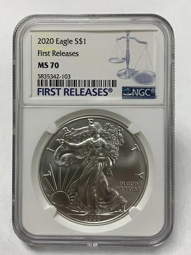 2020年 シルバーアメリカンイーグル ファーストリリース NGC MS70