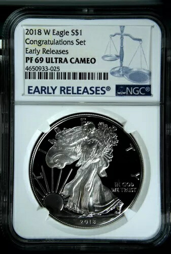 2018-W $1 シルバー アメリカン イーグル ? NGC PF-69 ? おめでとうございます ER ?信頼済み?