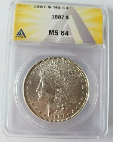 1887年 モルガン銀貨 $ ANACS MS 64 (BU 未流通) フィラデルフィア