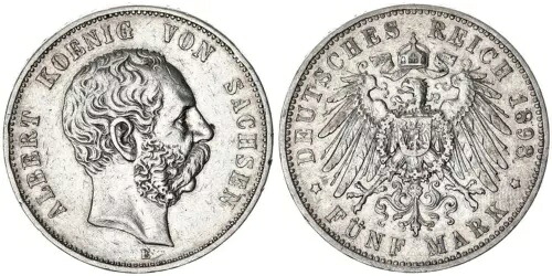 ドイツ / 帝国 / ザクセン 5 MARK 1898 E Albert SS+ 124156