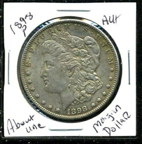 1898年 P AU モルガンドル 100セント 未流通 90%銀 US $1 コイン #307