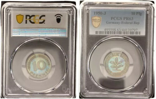 BRD 10 ペニッヒ 1950-J PCGS認定 PCGS PR63 - プルーフ 124632｜WORLD RESOURCE【KING店】