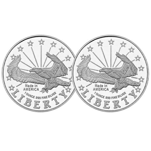 2個セット - 1トロイオンス リバティイーグル .999 純銀ラウンド 55,440円