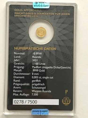 S9-MK-665)) ルワンダ 10 FRW 2021、1/100 OZ 999ゴールド、ガーディアンエンジェル-