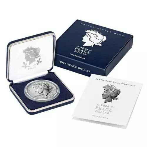 2024 $1 Peace Silver Dollar、ボックス、OGP、COA付き