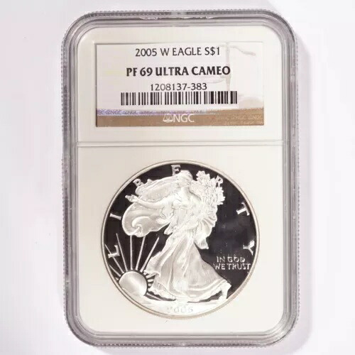 2005-W シルバー アメリカンイーグル プルーフドル NGC PF69 ウルトラカメオ