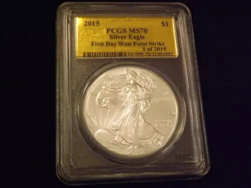 2015年 1ドル イーグル ファーストデイ ウェストポイント ストライク ゴールドラベル PCGS MS 70