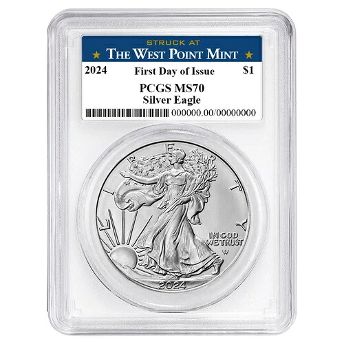 2024年 1ドル アメリカン シルバー イーグル PCGS MS70 FDOI ウェストポイント ラベル ホワイトフレーム 54,120円