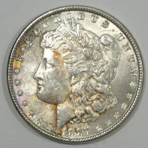 1887年 モルガン銀貨 1ドル 美品 ブリリアント 未流通品 オリジナルバッグ トーン表面