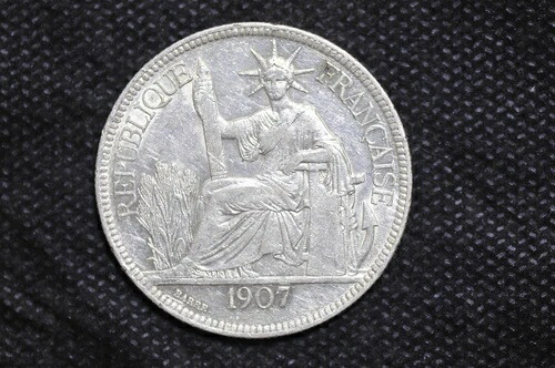 楽天市場】フランス領インドシナ貿易銀 1ピアストル銀貨1907年極美品