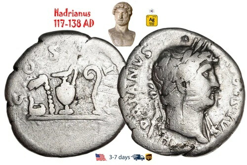 古代ローマ帝国の銀貨 デナリウス ハドリアヌス 117 - 138 年 本物 #30914｜WORLD RESOURCE【KING店】
