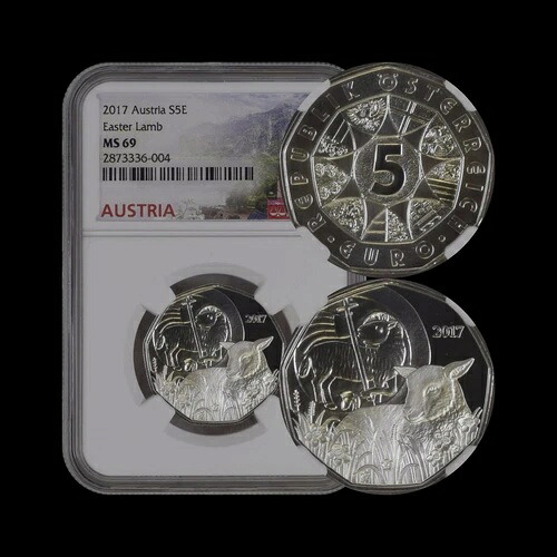 オーストリア。2017年、5ユーロ、銀貨 - NGC MS69 - イースター、神の子羊｜WORLD RESOURCE【KING店】