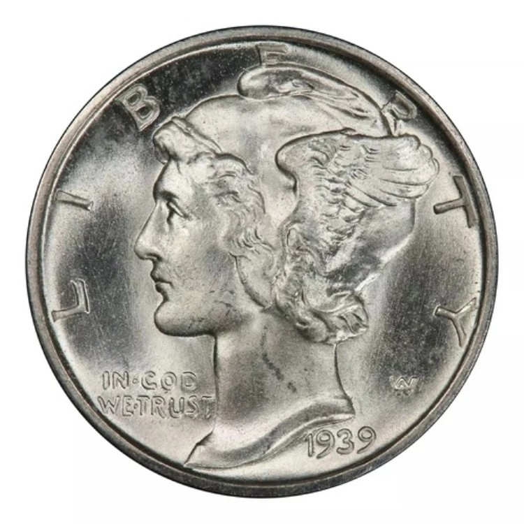 1939年-D マーキュリー シルバーダイム PCGS MS65FB サイトホワイト｜WORLD RESOURCE【KING店】