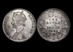 銀ルピー 1891C、AU - イギリス領インド・ヴィクトリア（1837-1901）、KM492、希少コイン｜WORLD RESOURCE【KING店】