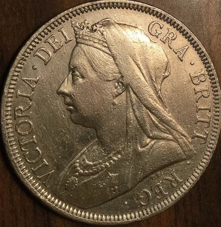 1900年 英国 GB グレートブリテン シルバー ハーフクラウン コイン