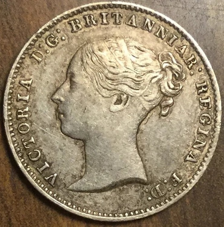 1866年 英国 GB グレートブリテン 銀貨 3ペンス