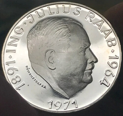 1971年 オーストリア プルーフ 50シリング「ユリウス・ラーブ」20g .900 シルバー｜WORLD RESOURCE【KING店】