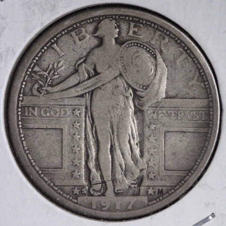 1917-S タイプ1 スタンディングリバティシルバークォーター FINE+/VF E227 VDL｜WORLD RESOURCE【KING店】