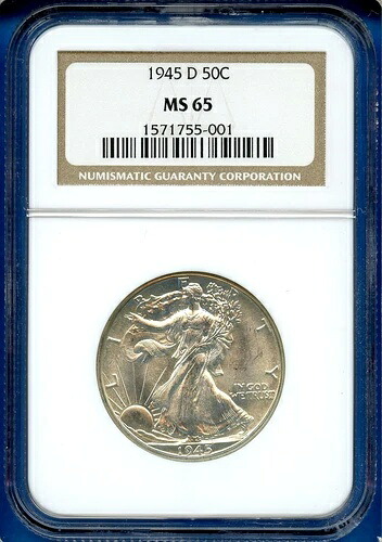 1945 D NGC MS65 ウォーキング・リバティ・ハーフダラー 50セント銀貨 1945-D MS-65 ブラストホワイト｜WORLD RESOURCE【KING店】