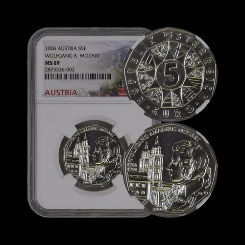オーストリア。2006年、5ユーロ、銀貨 - NGC MS69 - ヴォルフガング・アマデウス・モーツァルト ?? MD｜WORLD RESOURCE【KING店】