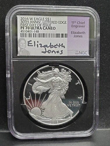 2016年 W シルバー イーグル レタードエッジ NGC 初日発行 PF70 UCAM ジョーンズサイン入り｜WORLD RESOURCE【KING店】