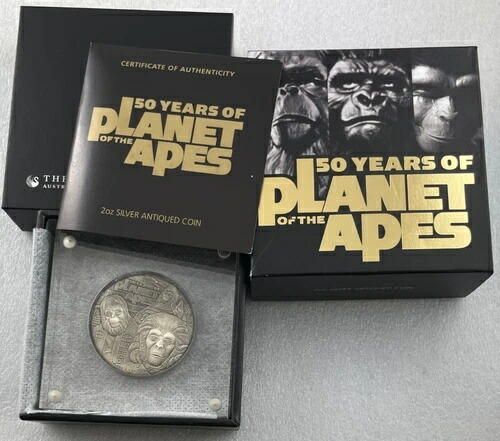 2018年 猿の惑星 ツバル 2オンス 99.99% シルバー アンティークシルバーコイン画像
