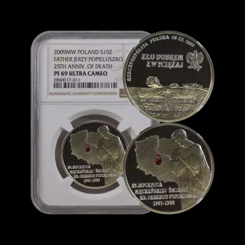 ポーランド。 2009、10 ズロティヒ、シルバー - NGC PF69 - イェジ・ポピエウシュコ、クリスタル｜WORLD RESOURCE【KING店】