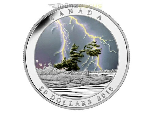 20ドル 気象現象 夏の嵐 カナダ 1オンス シルバー 2015 + UVランプ画像